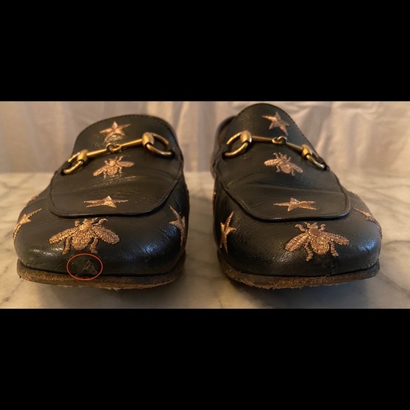 Gucci Black Leather Embroidered Horsebit Loafers - Picture 6 of 8